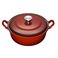 Cocotte basse en fonte émaillée avec couvercle métal 24cm 3l Cerise 