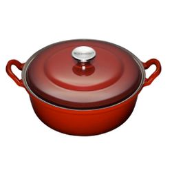 Le Creuset Cocotte basse en fonte émaillée avec couvercle métal 24cm 3l Cerise 