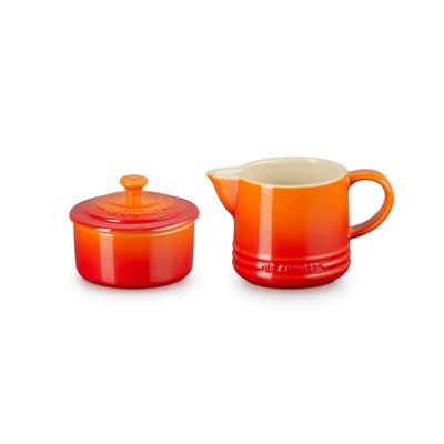 Melk- en Suikerset Oranjerood  Le Creuset