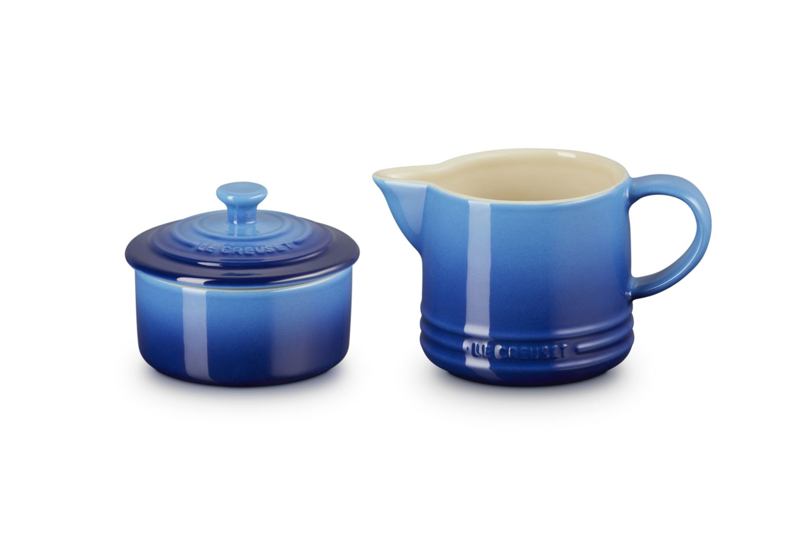 Signature Melk- en Suikerset in aardewerk Azure
