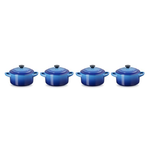 Mini Stoofpannen Set van 4 in Aardewerk Azure 10cm 0,2l 