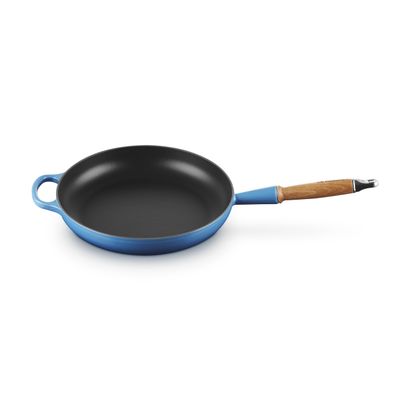 Koekenpan Signature in Geëmailleerd Gietijzer met Houten Handvat Azure 28cm 2,6l  Le Creuset