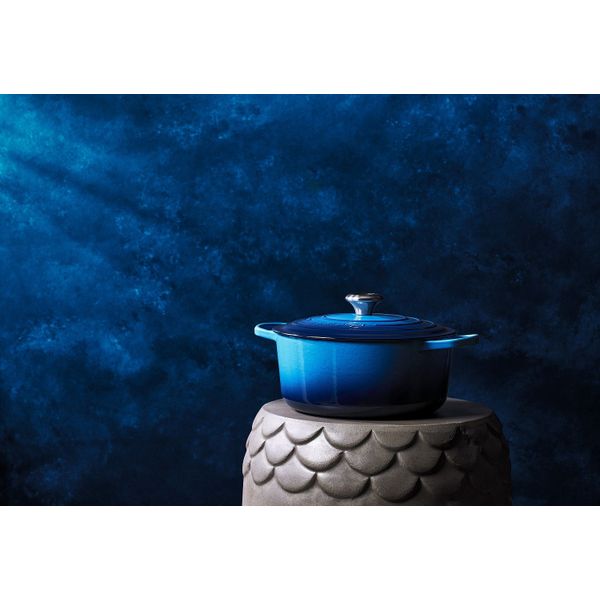 Le Creuset Stoofpan Rond in Geëmailleerd Gietijzer Azure 22cm 3,3l