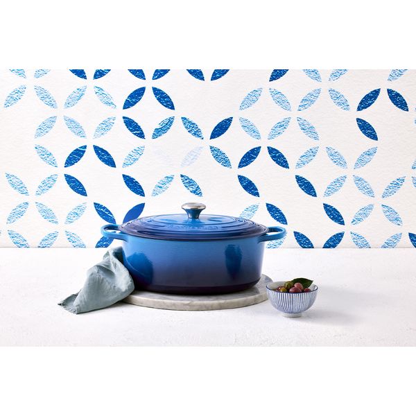 Le Creuset Stoofpan Rond in Geëmailleerd Gietijzer Azure 22cm 3,3l