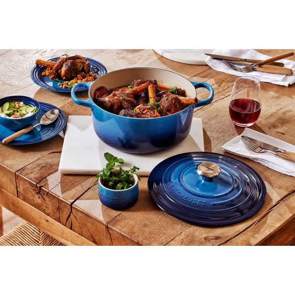 Le Creuset Stoofpan Rond in Geëmailleerd Gietijzer Azure 22cm 3,3l