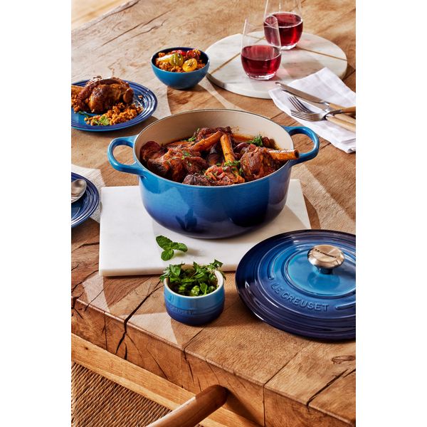 Le Creuset Stoofpan Rond in Geëmailleerd Gietijzer Azure 22cm 3,3l