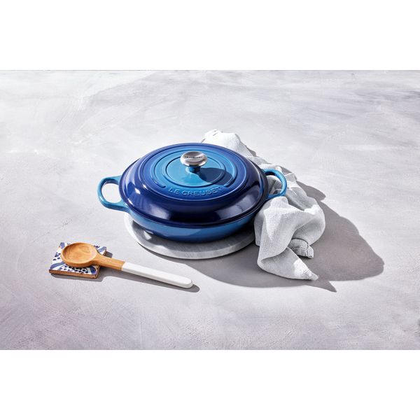 Le Creuset Stoofpan Rond in Geëmailleerd Gietijzer Azure 22cm 3,3l