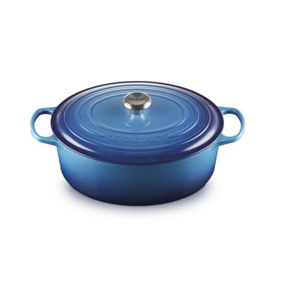 Cocotte Ovale en Fonte Emaillée Azur 33cm 7.5l 