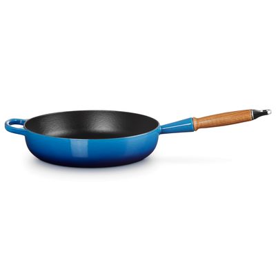 Signature Sauteuse in Geëmailleerd Gietijzer met Houten Handvat 28cm 3,6l Azur   Le Creuset