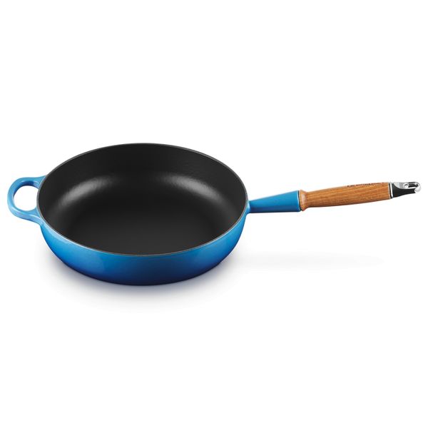 Signature Sauteuse in Geëmailleerd Gietijzer met Houten Handvat 28cm 3,6l Azur  