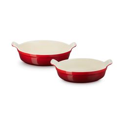 Ovenschaal Rond Set van 2 in Aardewerk 20cm/24cm Kersenrood 