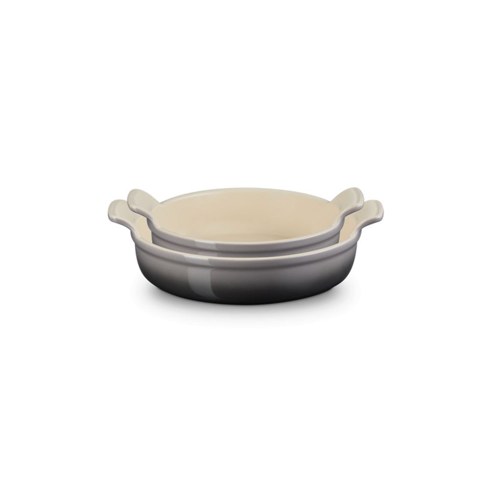 Le Creuset Ovenschotels Ovenschaal Rond Set van 2 in Aardewerk 20cm/24cm Flint