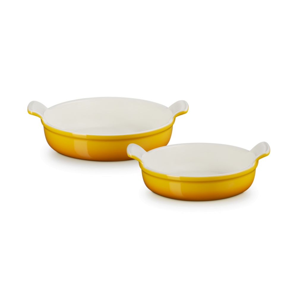 Le Creuset Ovenschotels Ovenschaal Rond Set van 2 in Aardewerk 20/24cm Nectar