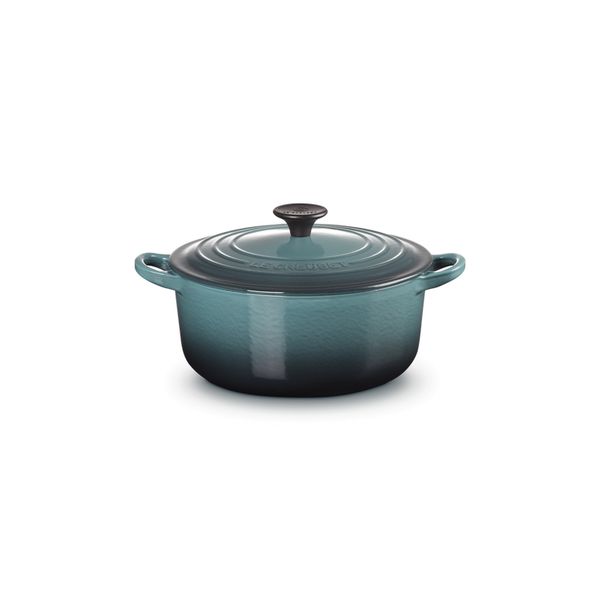 Le Creuset Classic Stoofpan Rond Classic in Geëmailleerd Gietijzer met Zwarte Knop 26cm 5,3L Ocean