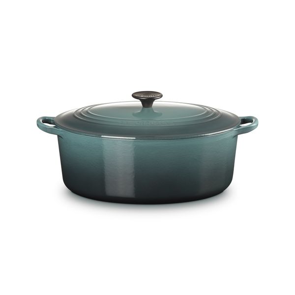 Le Creuset Classic Stoofpan Ovaal Classic in Geëmailleerd Gietijzer met Zwarte Knop 31cm 6,3L Ocean