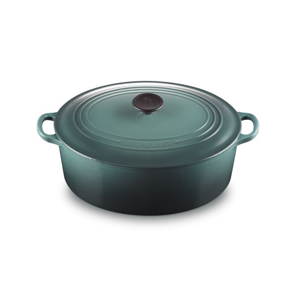 Le Creuset Classic Stoofpan Ovaal Classic in Geëmailleerd Gietijzer met Zwarte Knop 31cm 6,3L Ocean