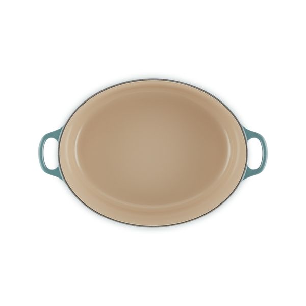 Le Creuset Classic Stoofpan Ovaal Classic in Geëmailleerd Gietijzer met Zwarte Knop 31cm 6,3L Ocean