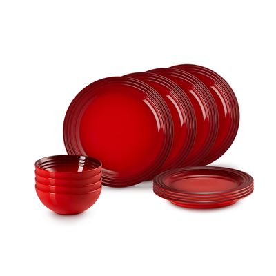 Servies set 12-delig in Aardewerk Kersenrood  Le Creuset