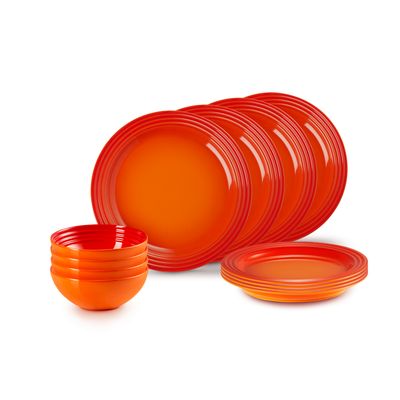 Servies set 12-delig in Aardewerk Oranjerood  Le Creuset