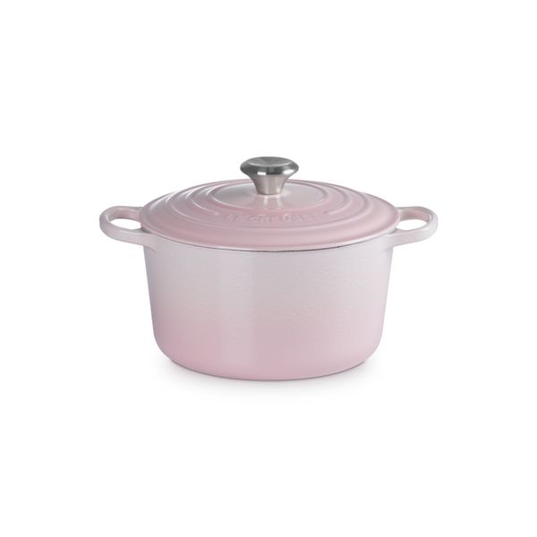 Stoofpan Rond Hoog in Geëmailleerd Gietijzer 24cm 5L Shell Pink  