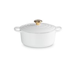 Signature Stoofpan Rond in Geëmailleerd Gietijzer 24cm 4,2l  Wit Le Creuset