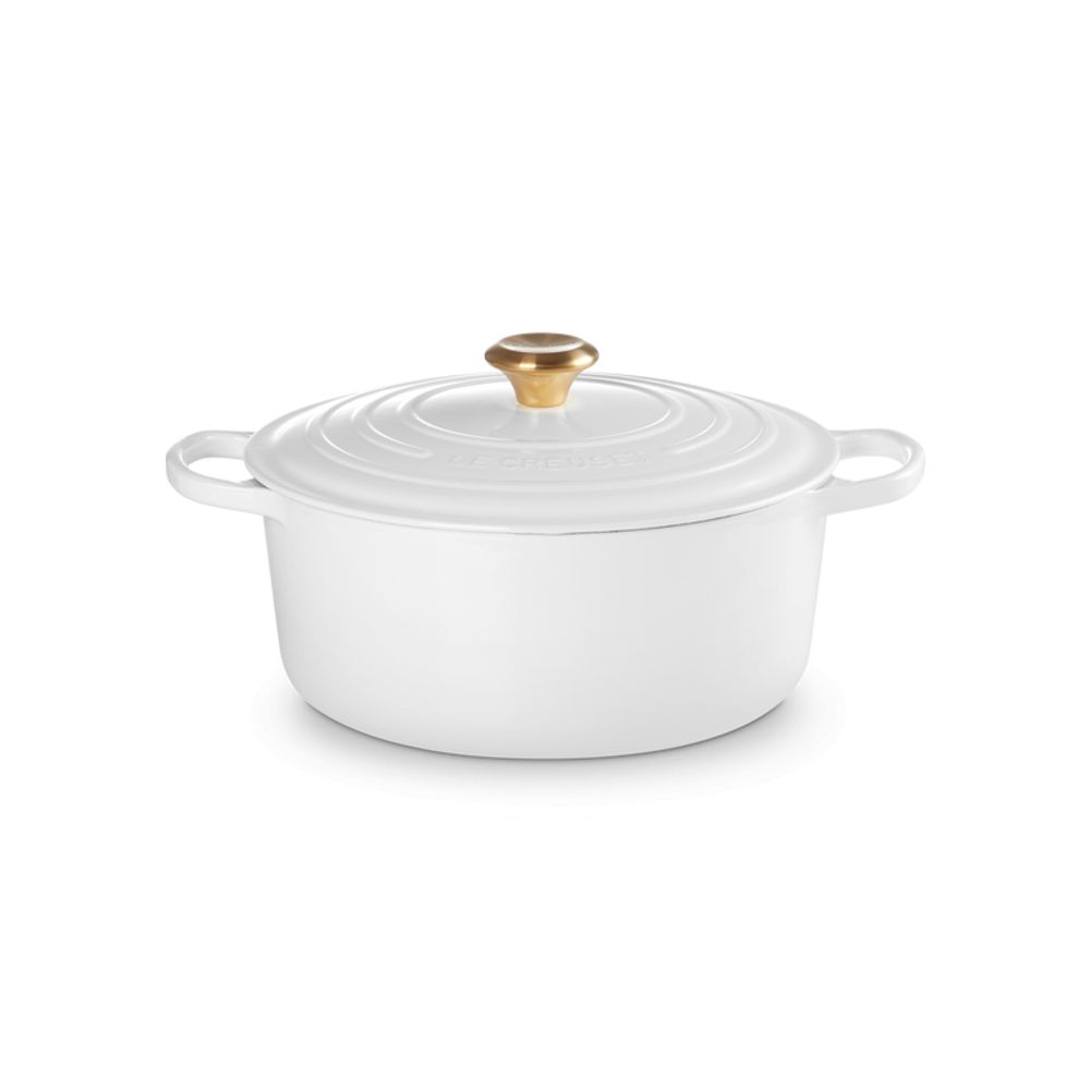 Le Creuset Kookpotten Signature Stoofpan Rond in Geëmailleerd Gietijzer 28cm 6,7l  Wit