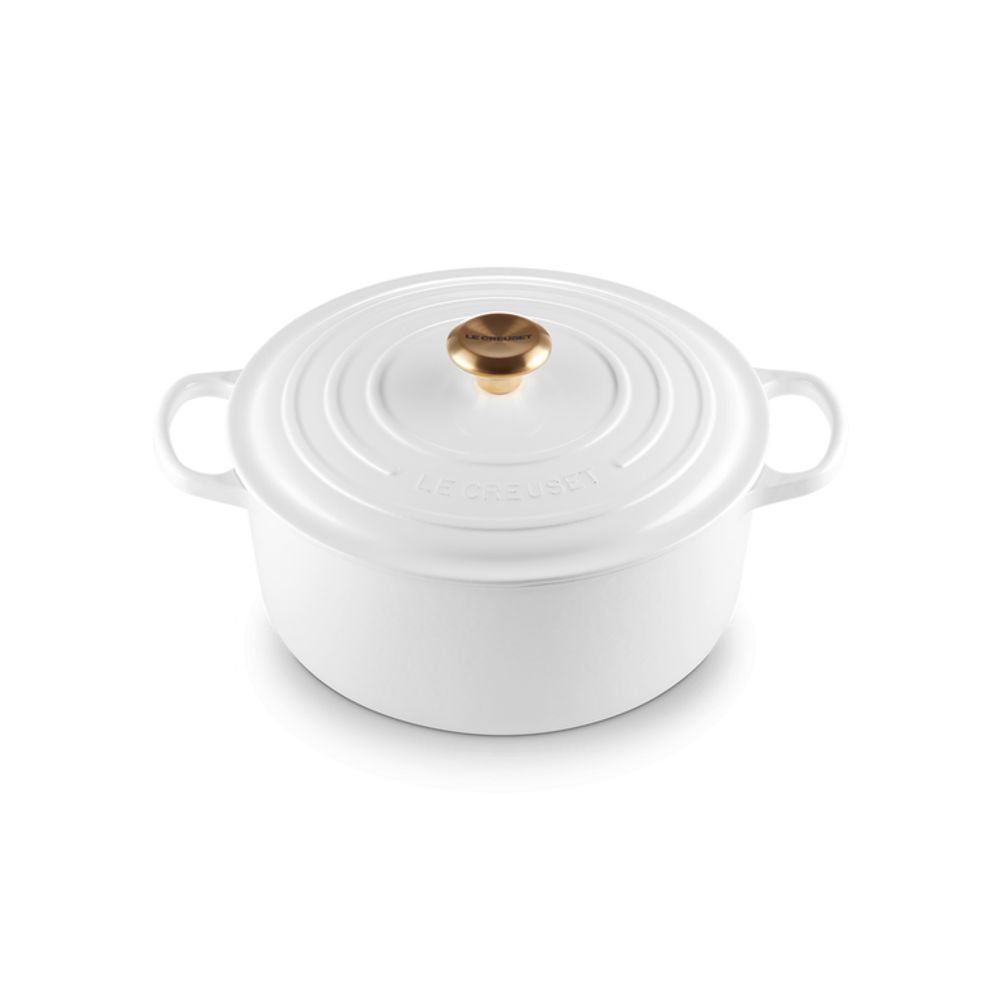 Le Creuset Kookpotten Signature Stoofpan Rond in Geëmailleerd Gietijzer 28cm 6,7l  Wit