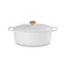 Le Creuset Stoofpan Ovaal in Geëmailleerd Gietijzer met Goudkleurige Knop 31cm 4,1l  Wit