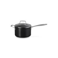 Casserole en céramique antiadhésive Essential avec poignée auxiliaire et couvercle en verre 16 cm 1,9 l noir 