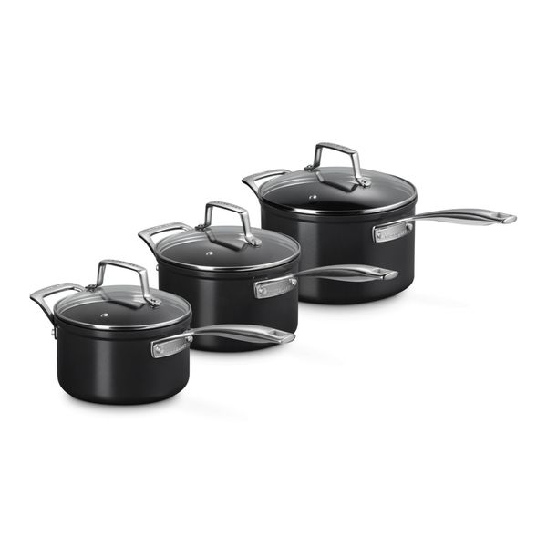 Essential Non-Stick Ceramic Steelpannenset 3-delig  met Glazen Deksel 16cm/18cm/20cm Zwart 