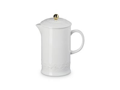 Holly Collection Koffiepot met Pers met Goudkleurig Knop 1l White