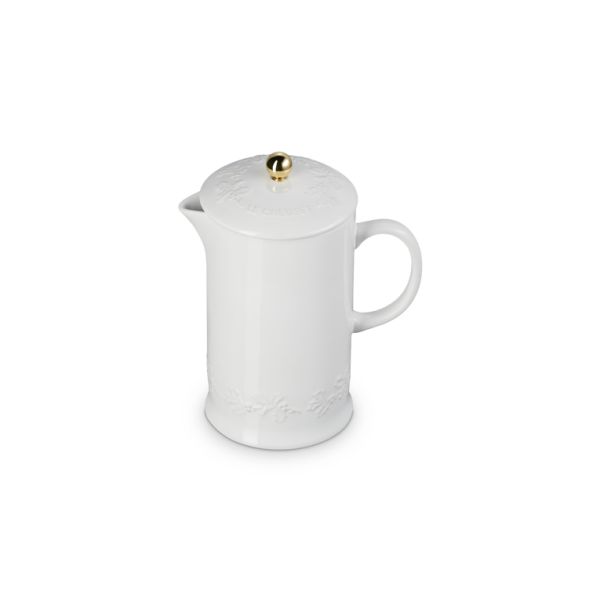 Holly Collection Koffiepot met Pers met Goudkleurig Knop 1l White 