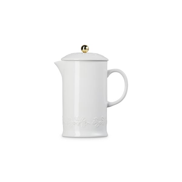 Holly Collection Koffiepot met Pers met Goudkleurig Knop 1l White 