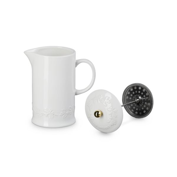 Holly Collection Koffiepot met Pers met Goudkleurig Knop 1l White 