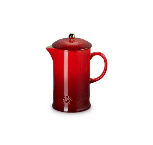 Holly Collection Koffiepot met Pers met Goudkleurig Knop 1l Kersenrood  Le Creuset