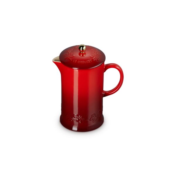 Holly Collection Koffiepot met Pers met Goudkleurig Knop 1l Kersenrood 