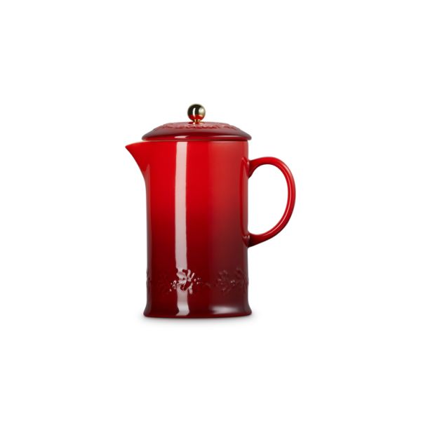 Holly Collection Koffiepot met Pers met Goudkleurig Knop 1l Kersenrood 