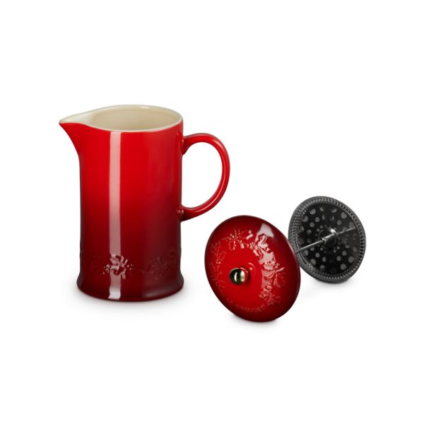 Holly Collection Koffiepot met Pers met Goudkleurig Knop 1l Kersenrood 