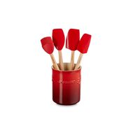 Holly Collection Geschenkset met Spatelpot en 4 Premium Spatels 1,1l  Kersenrood 