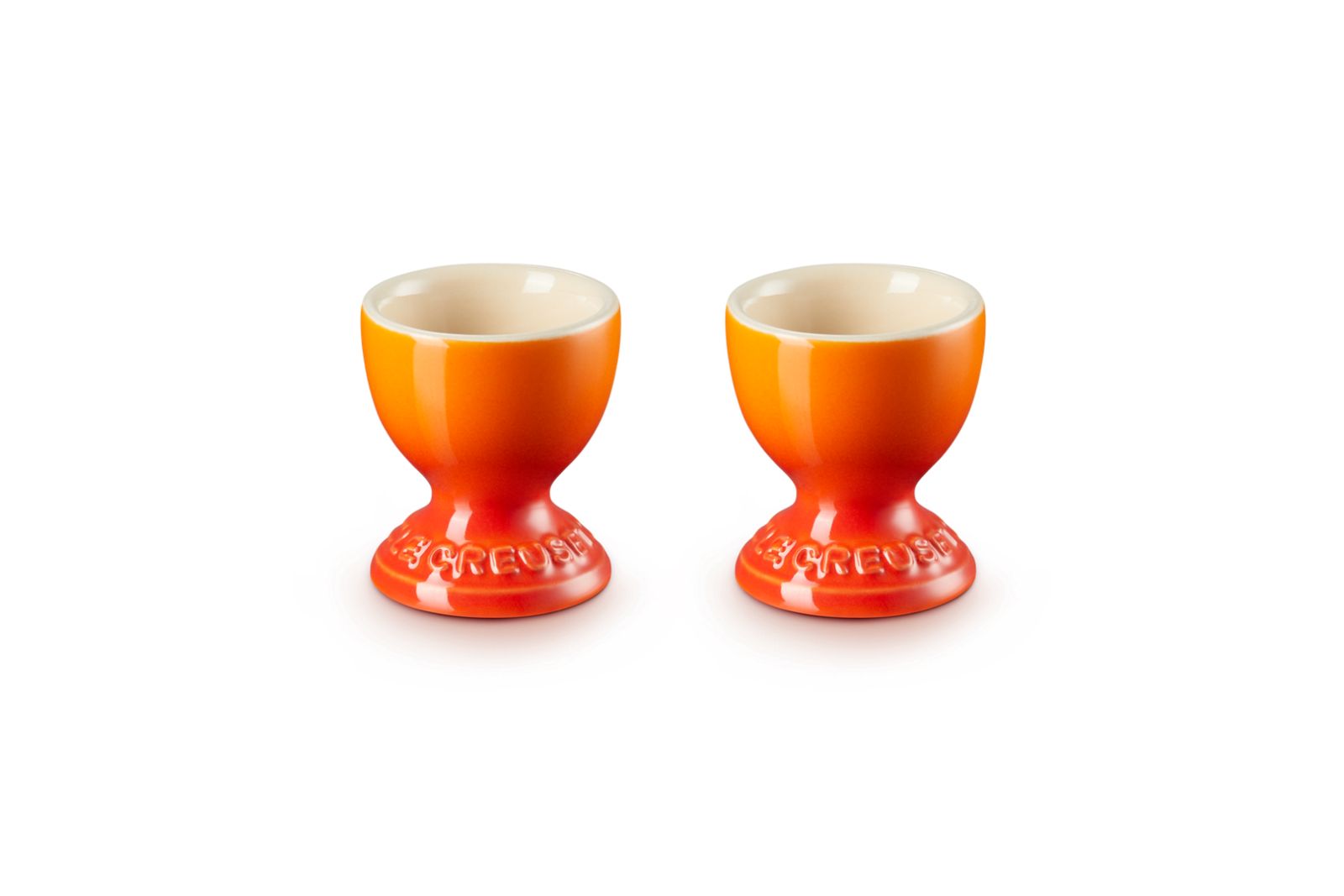 Set van 2 Eierdopjes in Aardewerk 0,04l Oranjerood