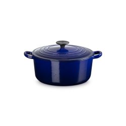 Le Creuset Classic Stoofpan Rond in Geëmailleerd Gietijzer met Zwarte Knop 20cm 2,4l Indigo 