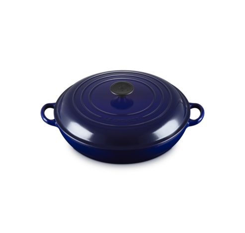 Geëmailleerd Gietijzeren Campagnard Met Kunststof Knop 30cm 3,5l Indigo  Le Creuset