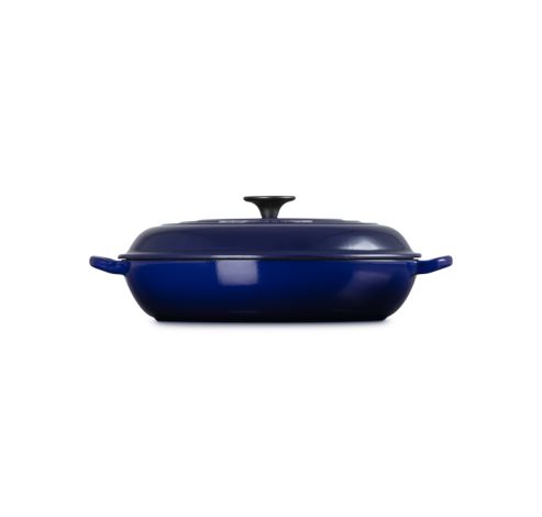 Geëmailleerd Gietijzeren Campagnard Met Kunststof Knop 30cm 3,5l Indigo  Le Creuset