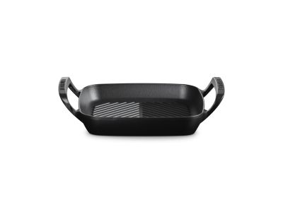 Poêle à griller carrée pour barbecue d'extérieur en fonte émaillée 26 cm noir mat
