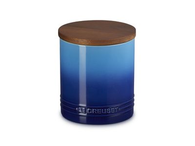 Bocal de conservation Signature en faïence avec couvercle en bois 13 cm 1,1 l Azur