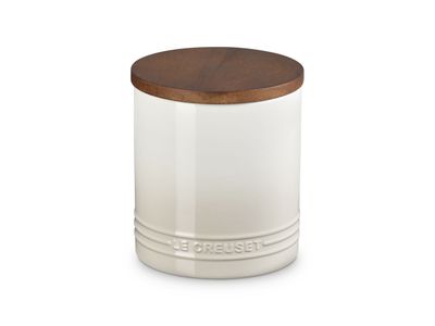 Bocal de conservation en grès Signature avec couvercle en bois 13 cm 1,1 l Meringue