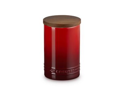 Bocal de conservation en faïence Signature avec couvercle en bois 10,5 cm 0,77 l Rouge cerise