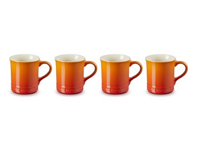 Ensemble de 4 tasses à café Seattle en faïence orange-rouge