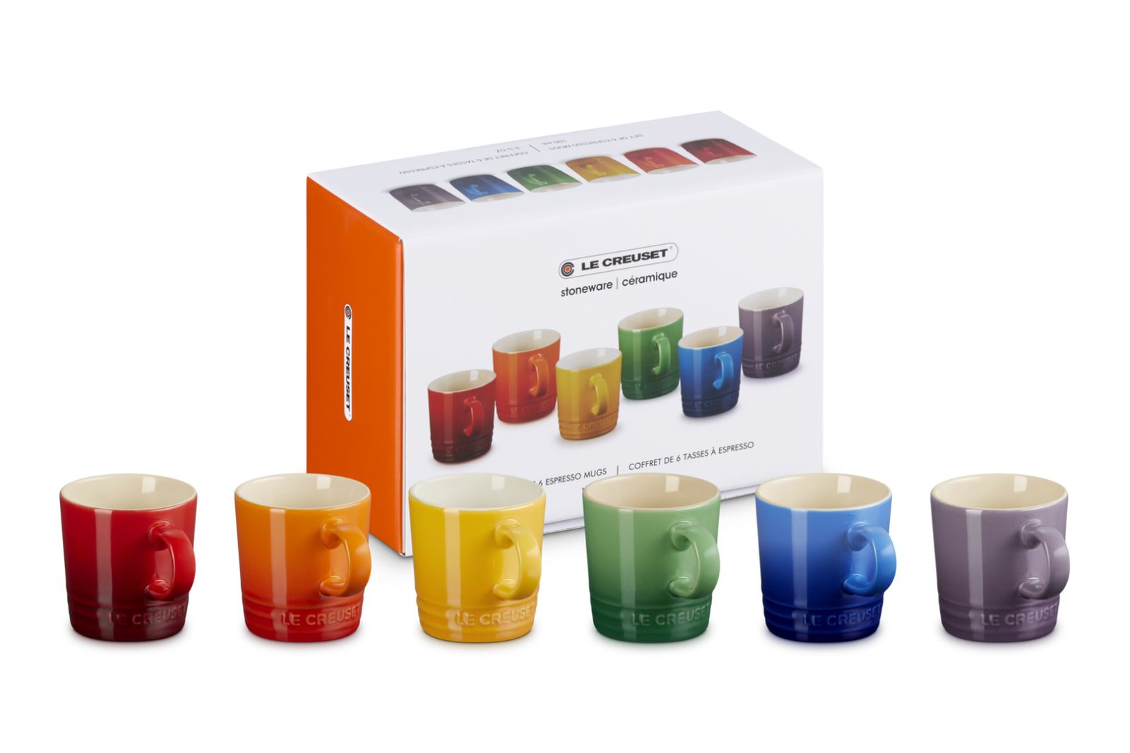 Coffret de 6 tasses à expresso Rainbow en faïence 0,10 l