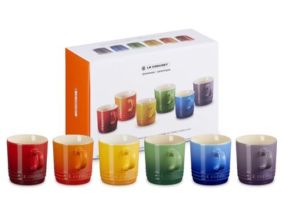 Rainbow Cappucino mokken 6-delige set in Aardewerk 0,20L
